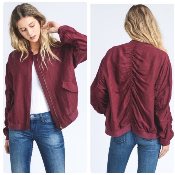 Jackets & Blazers - ❣️Chic & Soft Bomber Jacket in Wine (dark red)